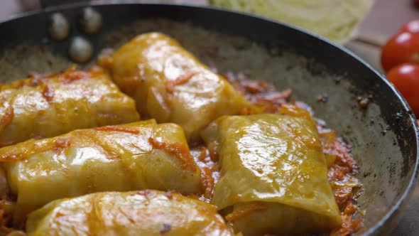 Stuffed Cabbage Cooked in Tomato Sauce