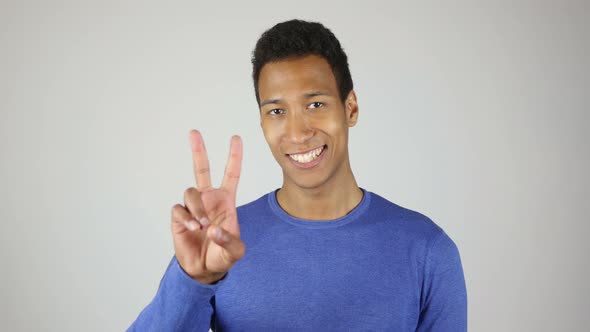 Victory By African Man White Background