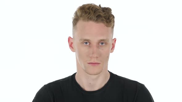 Portrait of Young Man on White Background