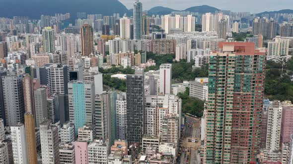 Top view of Hong Kong urban city