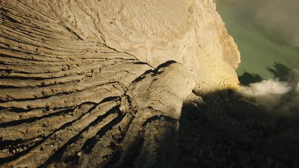 Volcanic Crater Where Sulfur is Mined