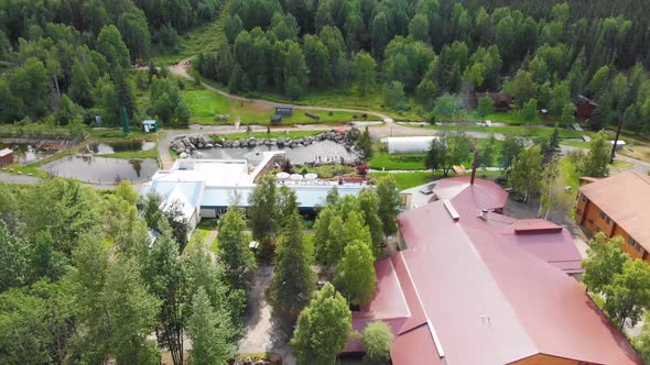 4K Drone Video of Chena Hot Springs Resort near Fairbanks, Alaska in Summer