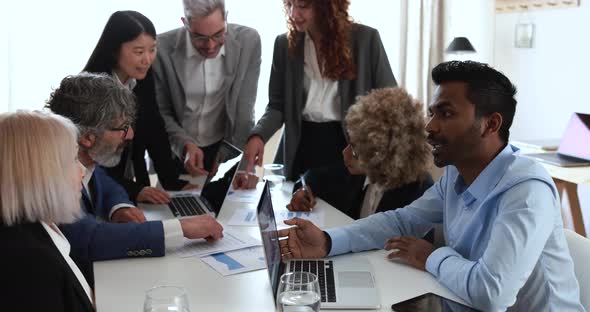 Multiracial business people working inside bank office - Meeting and startup concept