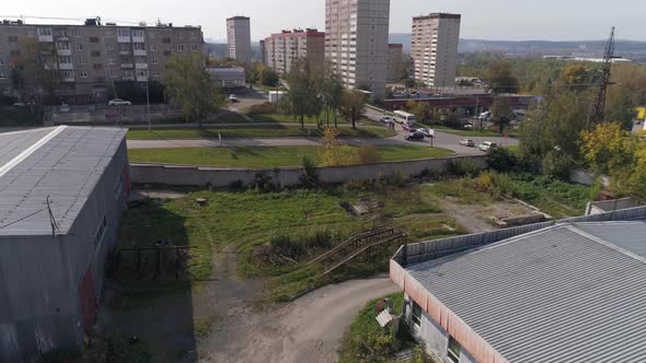 Drone view of A small rusty metal flyover to access the bottom of the car 09