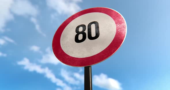 80 Max Speed Limit Sign - 4K