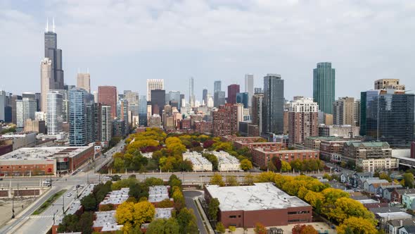 Aerial View of Chicago  - Fall Colors