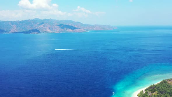 Aerial above landscape of beautiful sea view beach time by shallow ocean and white sand background o