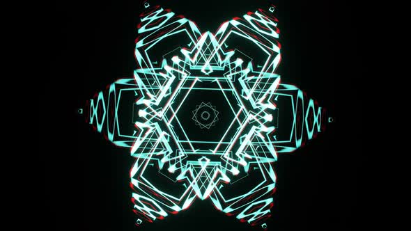 Abstract neon pulsating hexagonal star 02