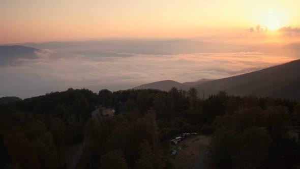 Aerial view of sunset over Straja Resort