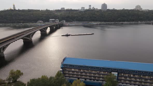 The Main River of Ukraine - Dnipro Near Kyiv. Slow Motion