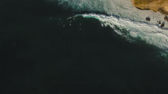 Rocky Coastline on the Island of Bali. Aerial View.