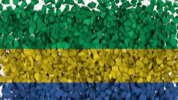 Gabon Flag Breaking Rocks Transition