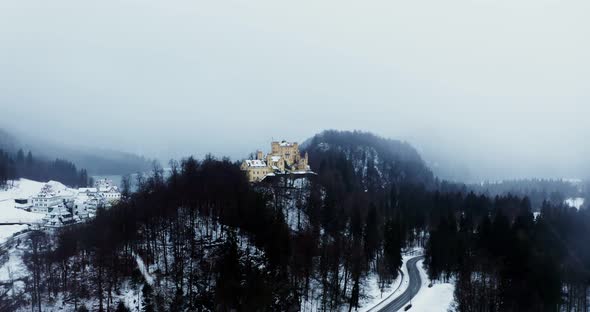 Medieval Castlefortress on Top of a Hill on a Winter Snowy Day