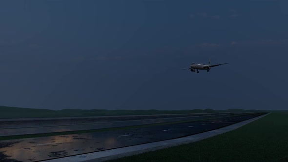 Passenger Plane Landing in Rainy Weather alt