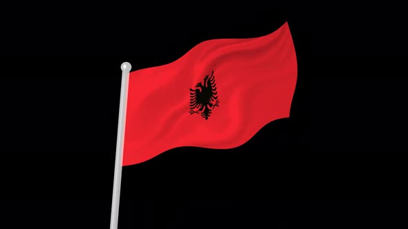 Albania Flag Flying Wavy Animated Black Background