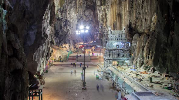 Inside the Batu Caves Temple in Kuala Lumpur, Malaysia Timelapse