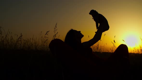 Loving Dog Owner Holding Doggy in Evening Glow