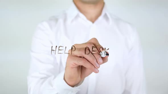 Help Desk Businessman Writing on Glass