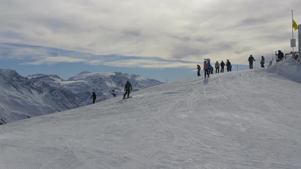 People skiing on a ski slope