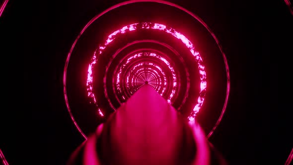 Dark Pink Neon Ring Circle Vj Loop Background Tunnel HD