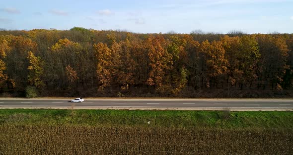 Aerial View at the Scenic Road in Autumn