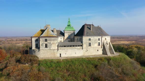 Aerial View of Haunted Castle of Olesko, Ukraine