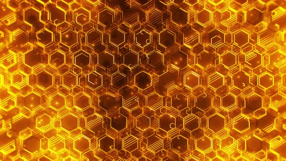 Gold Hexagonal Tech Background