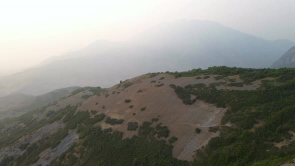 Wildfire Smoke Blanketing Utah Valley Mountains - Aerial