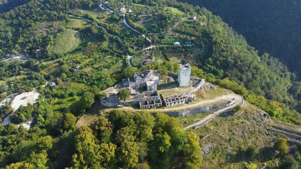 Aerial Of Anakopia Fortress And Iverskaya Mountain Abkhazia