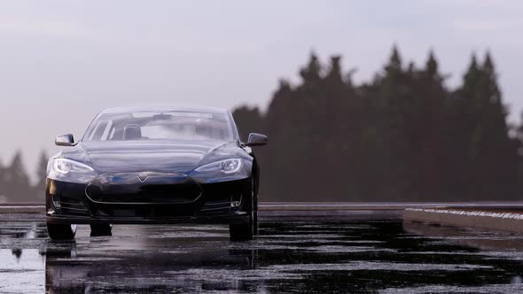 Private Cars in the Rainy on the street