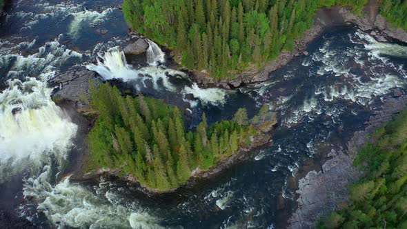 Ristafallet Waterfall in the Western Part of Jamtland