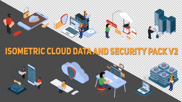 Isometric Cloud Data And Security Pack V2