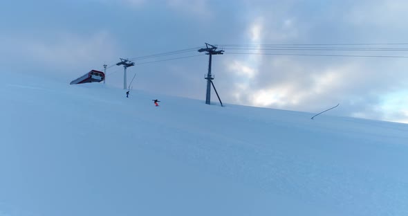 Snowboarding In Ski Center Aerial View 6