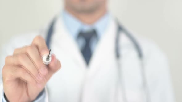 Lymphoma Doctor Writing on Transparent Glass