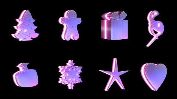Merry Christmas Icons On Alpha Pack