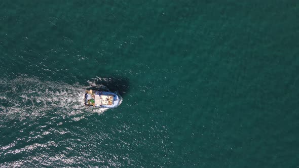 Passage of Fishing Boat Viewed From Above