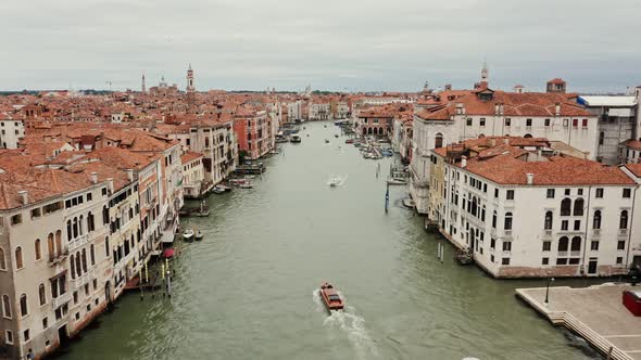 Drone Panoramic View of Venice with Traditional Houses and Grand Canal