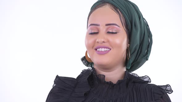 Face of Happy Young African Muslim Woman Relaxing with Eyes Closed