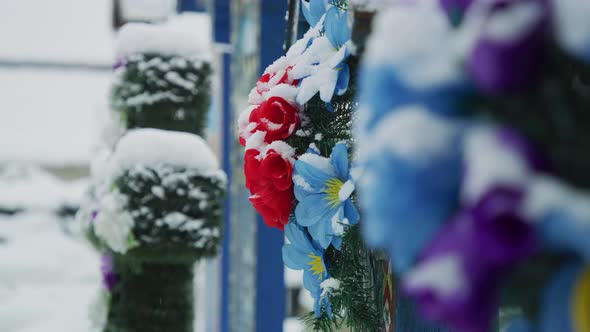 Funeral flowers at the Merry Cemetery