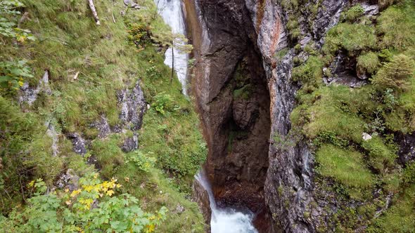 Real time shot of Hoelltobel waterfall in Bavaria, Germany