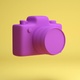 Photo camera on yellow background rotate 360 animation. - VideoHive Item for Sale