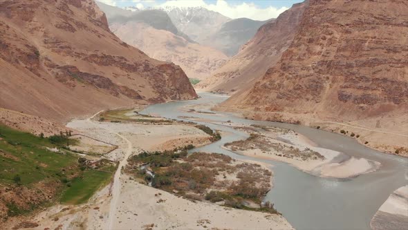 Afghanistan and Panj River Along the Wakhan Corridor