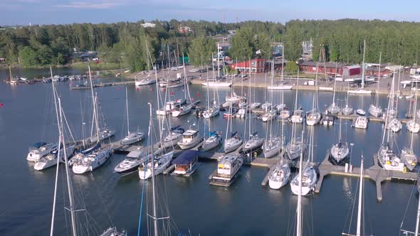 Different Kinds of Sailing Boats and Yachts in Lauttasaari Island in Helsinki