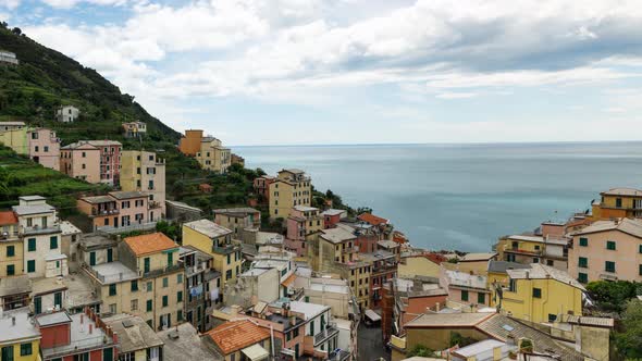 Time Lapse of the seaside village of Riomaggiore in Italy