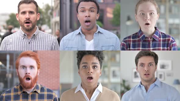 Collage of Young People Showing Expression of Shock