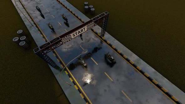 Motor Racing Track Start Line Aerial View alt