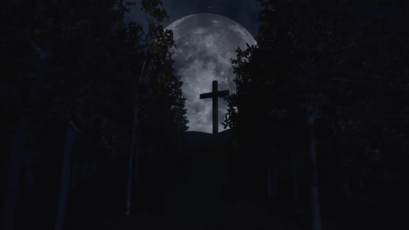 Cross With Big Moon