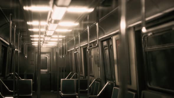 Inside of New York Subway Empty Car