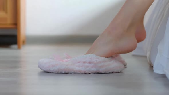 Woman Wear Slipper at Home