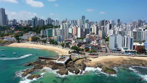 Cityscape of Salvador state of Bahia Brazil. Tropical scene tourism city.